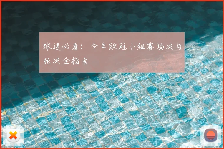 球迷必看:今年欧冠小组赛场次与轮次全指南